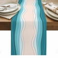 thumbnail image 1 of Blue Stripes Table Runner - 108 Inch Long, Kitchen Dining Table Runner Dresser Scarves, Modern Gradient Abstract Striped Lines Farmhouse Decor for Coffee Tables Wedding Party Banquet, 1 of 8