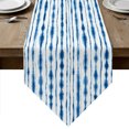 thumbnail image 1 of Blue Stripes Table Runner Linen Burlap Table Runner 48 Inches Long Farmhouse Striped Modern Abstract Art Dresser Scarves for Kitchen Island Coffee Dining Room Party Wedding Holiday Decoration 13"x48", 1 of 8