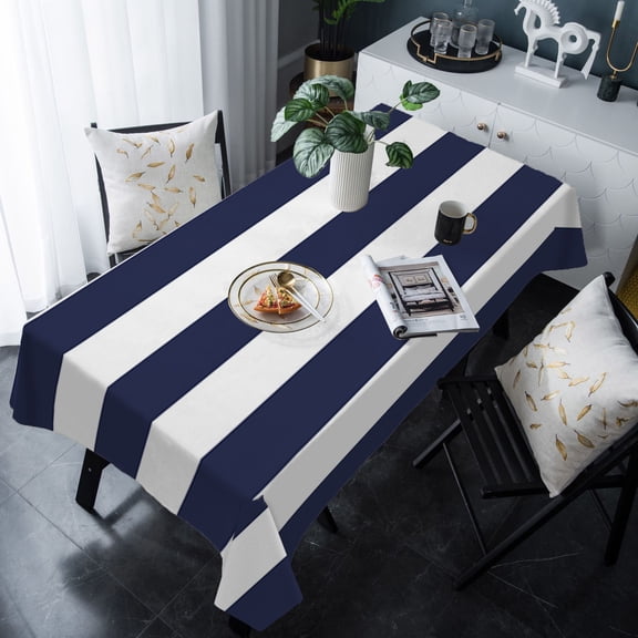 Blue Stripes Tablecloth Rectangle Table Cloth 60x120 , Waterproof Tablecloth Outdoor Table Cloth, Simple Blue White Texture Washable Table Cover for Kitchen Dining Party