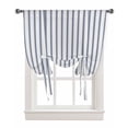 thumbnail image 1 of Blue Stripes Tie Up Curtains for Kitchen Bathroom Bedroom Windows 63 Inch Length, Geometric Vertical Linens Modern Minimalism Balloon Drape Curtains Shade Rod Pocket Drapery Curtain Panel, 46"x63", 1 of 7