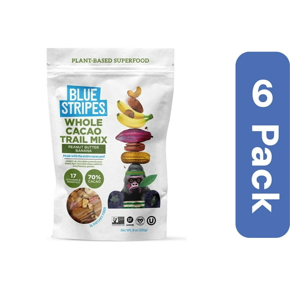 Blue Stripes Trail Mix Peanut Butter Banana 8 oz (Pack of 6)