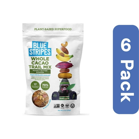 Blue Stripes Trail Mix Peanut Butter Banana 8 oz (Pack of 6)