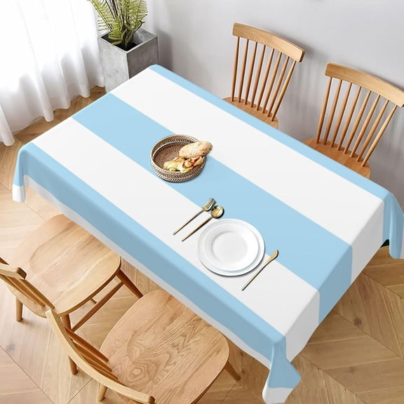 Blue Stripes, White Stripes, Rectangle Table Cloth Soft Washable Oblong Tablecloth Covers for Kitchen & Table Linens 60" x 102"
