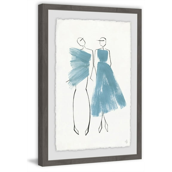 Blue Strokes Dress Framed Painting Print