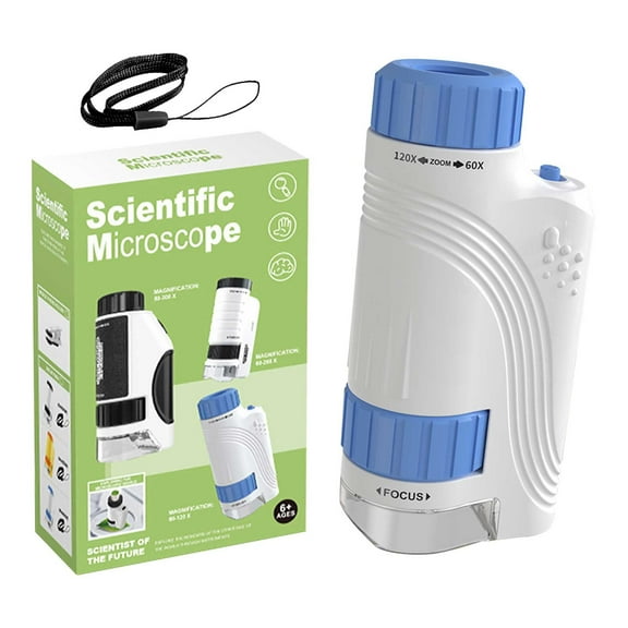 Blue Student Exploration Microscope Handheld Design Hd Lens Biology Geology Study Tool