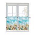 thumbnail image 1 of Blue Summer Beach 2 Panel Kitchen Curtains for Small Windows, Coastal Starfish Shell Nautical Waves Bathroom Tier Curtain, Short Window Treatment for Bedroom/Living Room 55"x36", 1 of 6