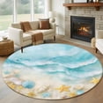 thumbnail image 1 of Blue Summer Beach 6ft Round Rugs, Coastal Starfish Shell Nautical Ocean Washable Non-Slip Area Rugs for Living Room Bedroom Kitchen, Soft Low Pile Dining Room Kicthen Circle Carpet, Indoor Floor Rug, 1 of 9