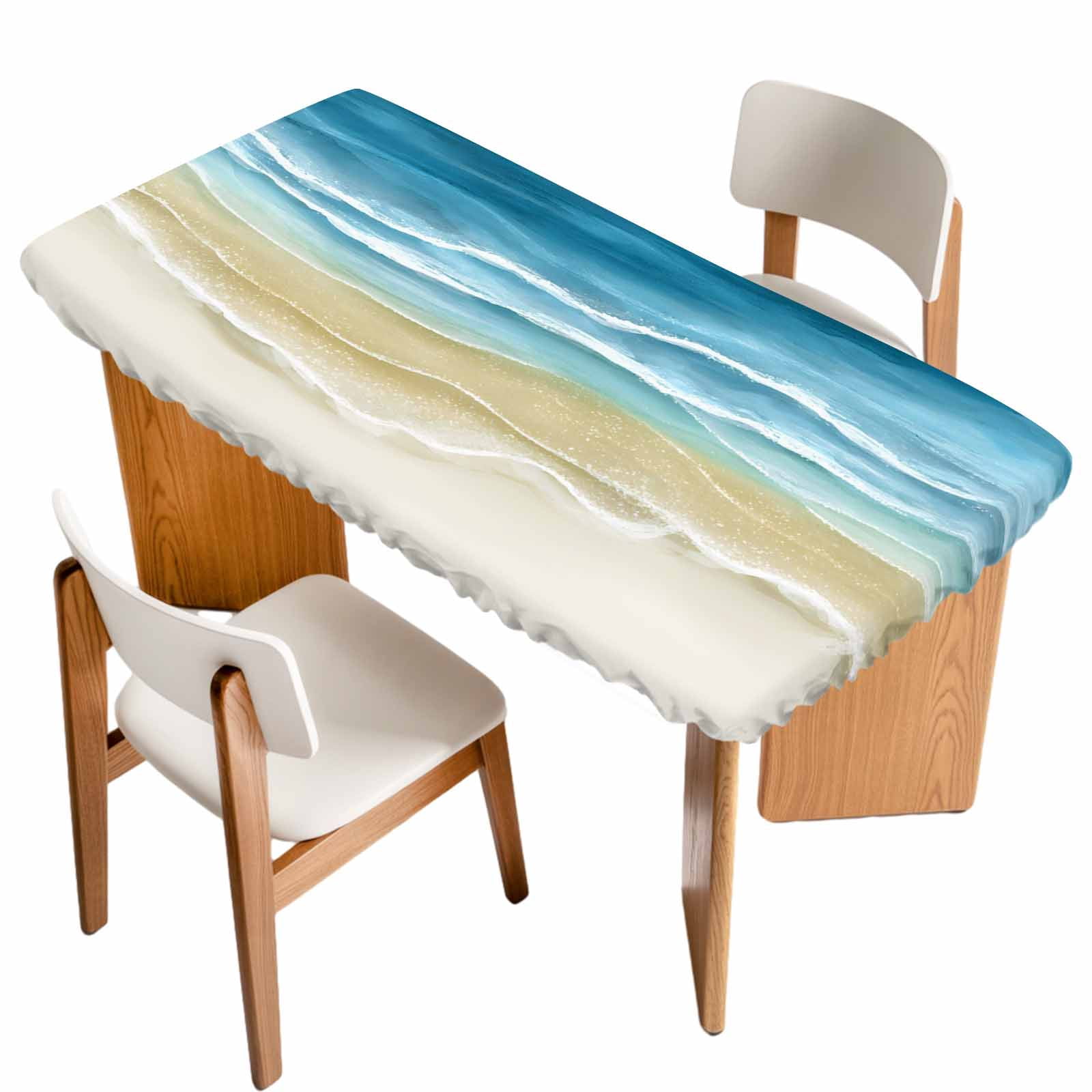Blue Summer Beach Coastal Table Cloths for 4 Foot Rectangle Tables ...
