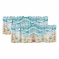 thumbnail image 1 of Blue Summer Beach Curtain Valances for Windows, Kitchen Valance Window Treatments Panel 2 Pack, Coastal Starfish Shell Nautical Ocean Rod Pocket Short Curtains for Bathroom Bedroom 42 x 12 Inch, 1 of 8