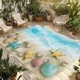 thumbnail image 1 of Blue Summer Beach Outdoor Rug for Patio/Deck/Porch, Non-Slip Large Area Rug 4 x 6 Ft, Coastal Starfish Shell Nautical Waves Indoor Outdoor Rugs Washable Area Rugs, Camping Rug Carpet Runner, 1 of 8