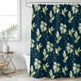 thumbnail image 1 of Blue Summer Botanical Long Shower Curtain Set, Waterproof Shower Curtains for Bathroom, Green Spring Floral Birds Farmhouse Washable Fabric Bath Curtain for Bathtub Decoration with Hooks 72x84 Inches, 1 of 9