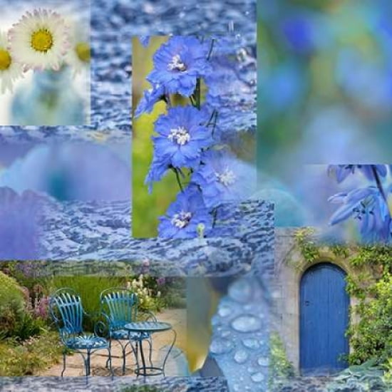 Blue Summer Collage Canvas Art - Cora Niele (24 x 24)