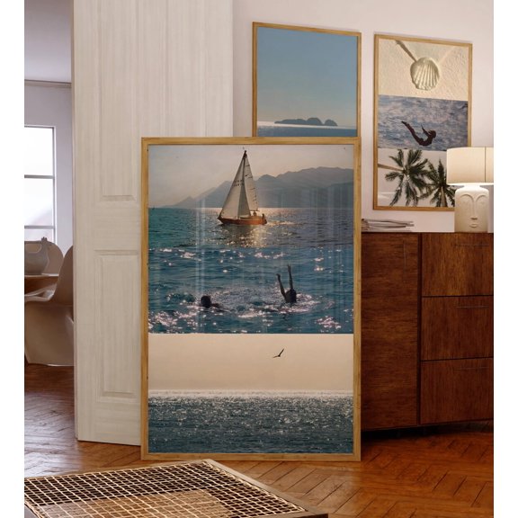 Blue Summer Diving Coastal Photo Decor Wall Art Unframed Paper Print