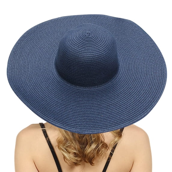 Blue Summer Hats For Women Wide Bongrace Straw Beach Hat Little Girl Sun Cap Foldable Ladies