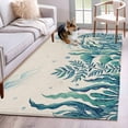 thumbnail image 1 of Blue Summer Ocean Washable Area Rugs 3'x5', Jellyfish Seaweed Vintage Coastal Low Pile Throw Living Room Rug Non-Slip Sturdy Edge Binding Carpet for Indoor Entryway Bedside Kitchen, 1 of 9