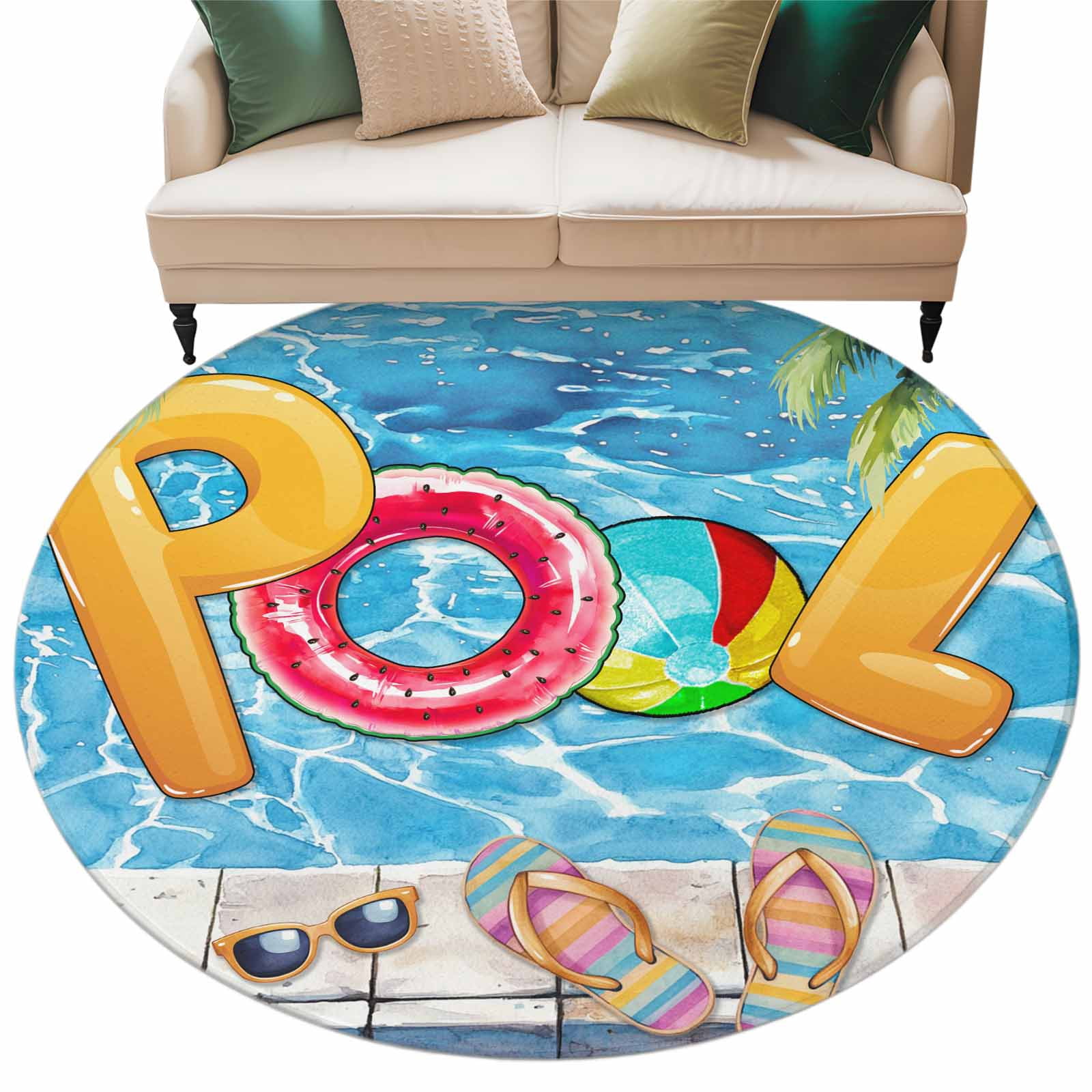 Blue Summer Pool Large Area Rugs for Bedroom Living Room, Soft Non Slip ...