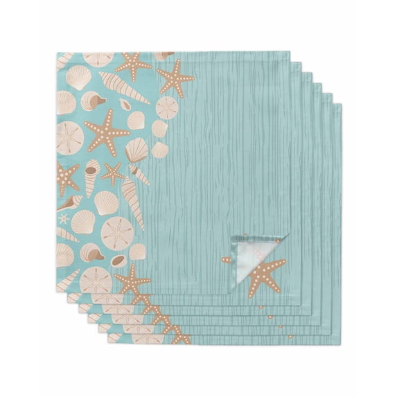 Blue Summer Starfish Cloth Napkins Set of 6 Reusable Dinner Napkins ...