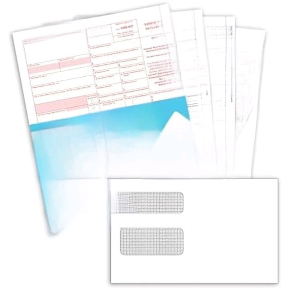 Blue Summit 25 1099 INT Forms 2025 with Envelopes, 1099 Interest Forms 2025, 25 Laser 4 Part Tax Form for Interest Income, Compatible with QuickBooks, Accounting Software, 25 Self Seal Envelopes