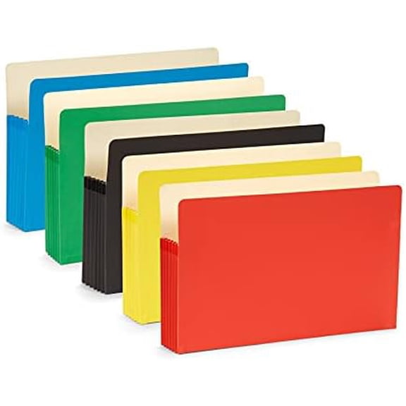 Blue Summit Expandable Legal File Folders for Bulky Documents, Legal Size, 5" Expansion, Assorted Colors, 10 File Pockets