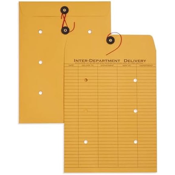 Blue Summit Interoffice Envelopes with String 9x12, String Tie, Brown Kraft, Interdepartment Envelopes, 9 x 12 Inches 100 Envelopes$$Office