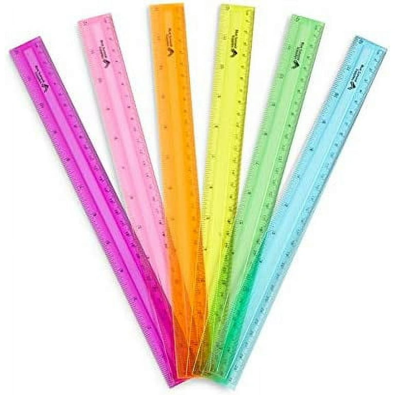 Blue Summit Supplies 30 Plastic Rulers, Bulk Shatterproof 12 Inch Ruler for  School, Home, or Office, Clear Plastic Rulers, Assorted Colors, 30 Pack