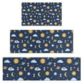 thumbnail image 1 of Blue Sun Moon Cloud Planet Eye Hourglass Pattern Kitchen Rugs Sets Of 3,Kitchen Runner Rugs Non Skid Washable,Decorative Kitchen Floor Mats for Kitchen,Sink,Laundry,17"x30"+ 17"x47" + 17"x59", 1 of 6