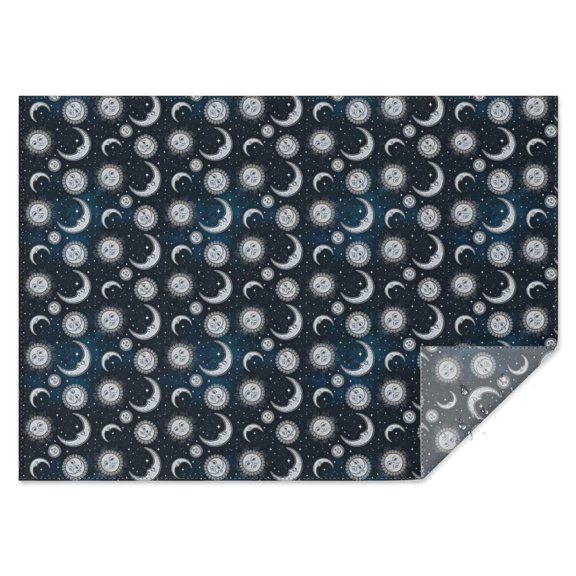 Blue Sun Moon Pattern Rectangle Tablecloth 60"x84",Waterproof Polyester Rectangle Table Cloth, Wipeable Spillproof Polyester Tablecloth for Dining, Camping, Indoor and Outdoor