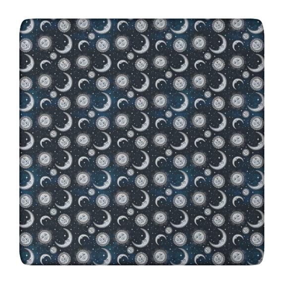 Blue Sun Moon Pattern Square Fitted Tablecloth with Elastic Edge,Square Table Cover,Washable Elastic Table Cover for Home Kitchen Party Decor 36"x36"
