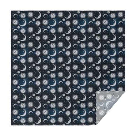 Blue Sun Moon Pattern Square Tablecloth,Waterproof Square Table Cover,Wipeable Spillproof Washable Table Cover for Home Kitchen Party Decor 52"x52"(132x132cm)