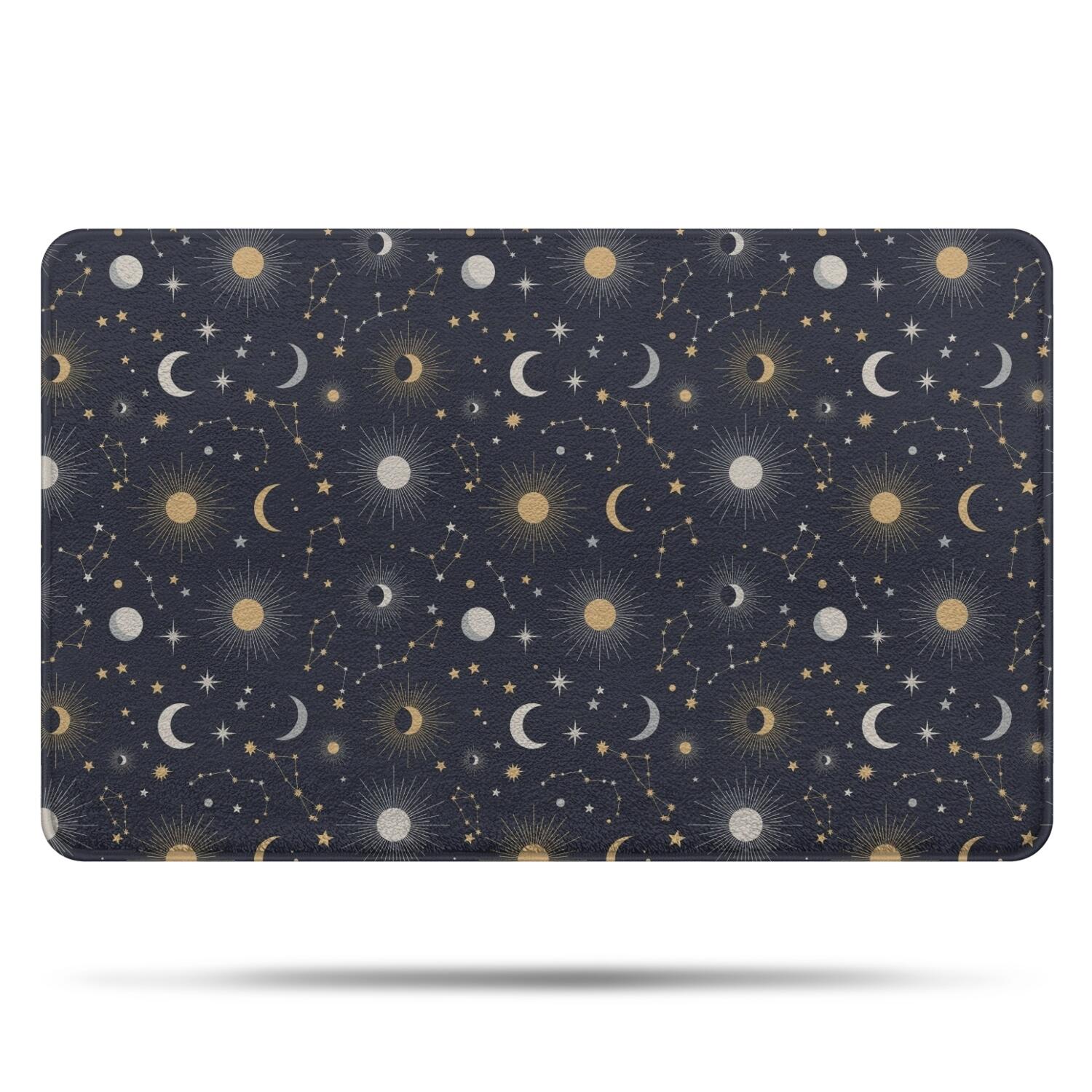 Blue Sun Moon Star Constellation Pattern Bathroom Rugs Mat,Non Slip ...