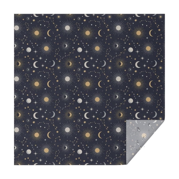 Blue Sun Moon Star Constellation Pattern Square Tablecloth,Waterproof Square Table Cover,Wipeable Spillproof Washable Table Cover for Home Kitchen Party Decor 42"X42"(107x107cm)