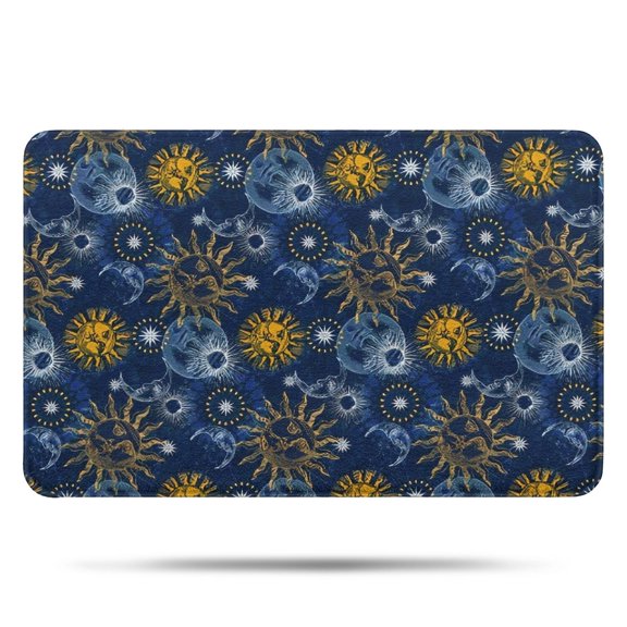 Blue Sun Moon Star Pattern Bathroom Rugs Mat,Non Slip Microfiber Bathroom Rug,Rubber Backing,Soft Bathroom Mats for Bathroom Floor,Tub and Shower,17x27in(43x68cm)