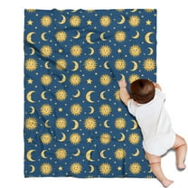 Blue Sun Moon Star Pattern Blanket,Comfortable Soft Flannel Throw Blanket,All Season,Warm Lightweight Blankets for Sofa Bed Couch Living Room Chair,30"x40"
