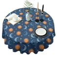 thumbnail image 1 of Blue Sun Moon Star Pattern Round Tablecloth 60"x60",Wrinkle Wipeable Table Cloth for Kitchen Dining Room Picnic Patio Party, 1 of 6