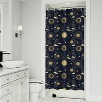Blue Sun Moon Star Pattern Shower Curtain 36"x72" ,Bathroom Decorative Shower Curtains Set with 12 Hooks,Modern Waterproof Washable Shower Curtain