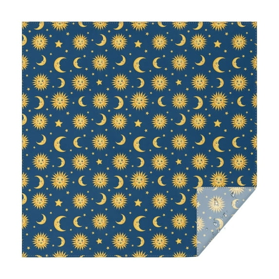 Blue Sun Moon Star Pattern Square Tablecloth,Waterproof Square Table Cover,Wipeable Spillproof Washable Table Cover for Home Kitchen Party Decor 52"x52"(132x132cm)