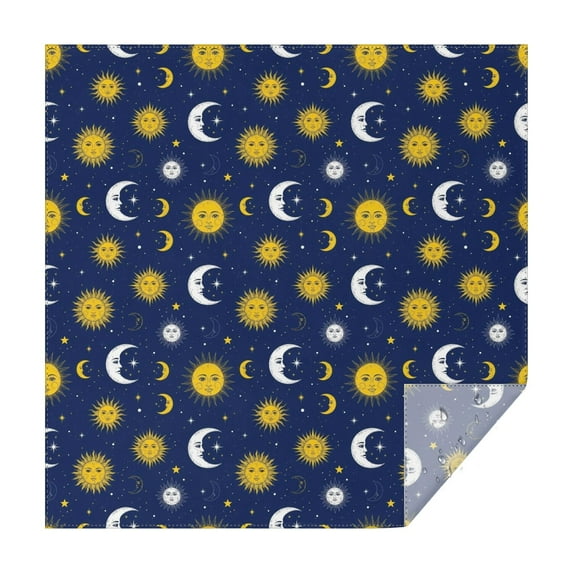 Blue Sun Moon Star Pattern Square Tablecloth,Waterproof Square Table Cover,Wipeable Spillproof Washable Table Cover for Home Kitchen Party Decor 60"x60"(152x152cm)