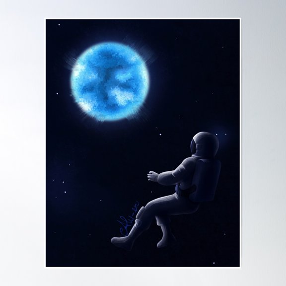 Blue Sun Poster Wall Art, Modern Wall Decor, 16x24 UNFRAMED