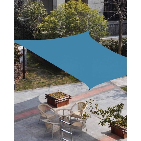 Blue Sun Shade Sail 6.5'x10' Rectangle Outdoor Shade Canopy, Modern Pure Wave Ride Porch Shades Outdoor Sun Blocking Screen, Sunshade Cloth Covers for Patio/Deck/Garden
