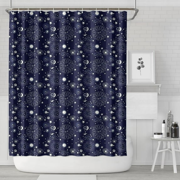 Blue Sun Star Cloud Pattern Shower Curtain 72"x84" ,Bathroom Decorative Shower Curtains Set with 12 Hooks,Modern Waterproof Washable Shower Curtain