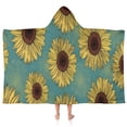 thumbnail image 1 of Blue Sunflower Pattern Hooded Bath Towel，50"x30" for Ages 3 To 12 Kids, Quick Dry Lightweight Soft Microfiber Hood Beach Towel Cover Up for Kids, 1 of 7