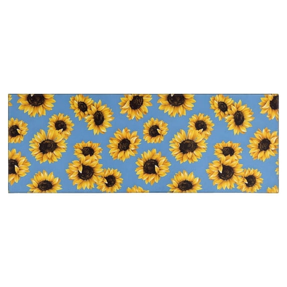Blue Sunflower Pattern Kitchen Rug Mat,Kitchen Runner Rugs Non Skid Washable,Decorative Kitchen Floor Mats for Kitchen,Sink,Laundry,17"X47"