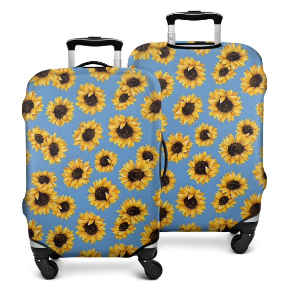Blue Sunflower Pattern Luggage Cover Fashion Suitcase Cover Baggage Covers Fit 25-28 Inch Luggage (Go Travel)