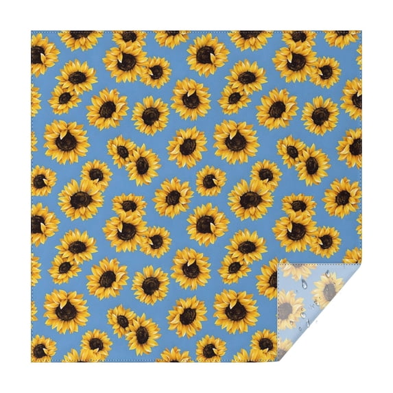 Blue Sunflower Pattern Square Tablecloth,Waterproof Square Table Cover,Wipeable Spillproof Washable Table Cover for Home Kitchen Party Decor 60"x60"(152x152cm)