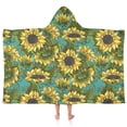 thumbnail image 1 of Blue Sunflower Vine Leaf Pattern Hooded Bath Towel，50"x30" for Ages 3 To 12 Kids, Quick Dry Lightweight Soft Microfiber Hood Beach Towel Cover Up for Kids, 1 of 7
