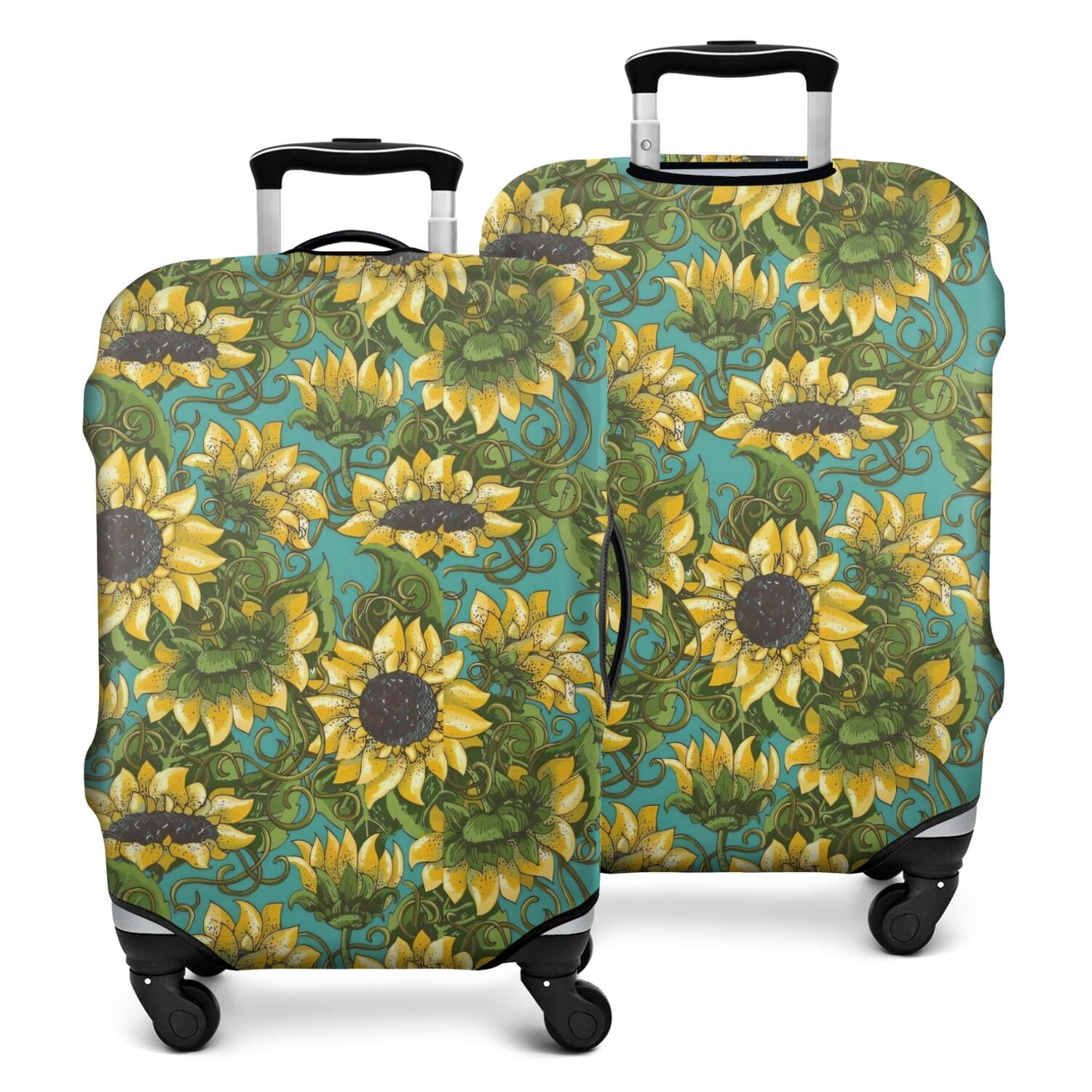 Luggage Cover Pattern Blue Sunflower Vine Leaf Pattern Luggage Cover Fashion Suitcase Cover ...