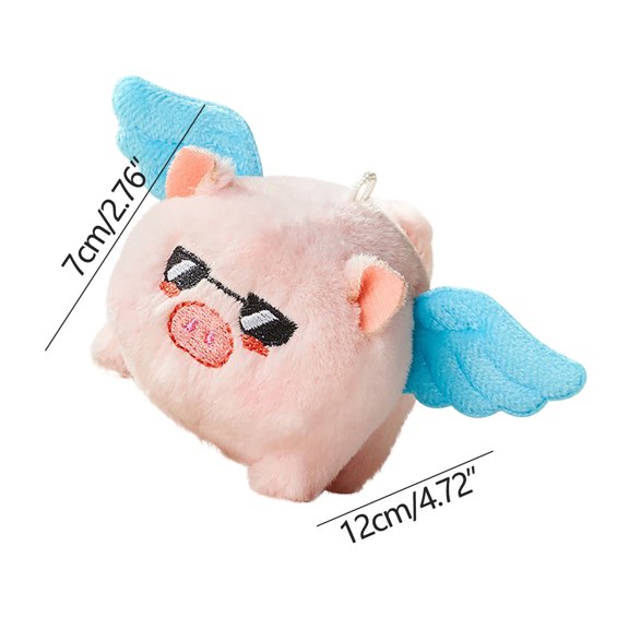 Blue Sunglasses Blue Wing Angel Pig Pull String Flying Toy Cute Plush Doll Spinning Decompression