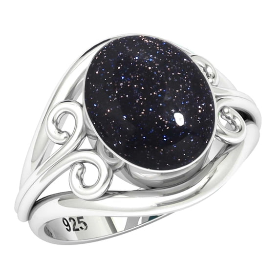 Blue Sunstone Ring 925 Sterling Silver Handmade Jewelry