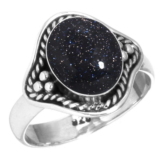 Blue Sunstone Ring 925 Sterling Silver Handmade Jewelry