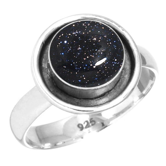 Blue Sunstone Ring 925 Sterling Silver Handmade Jewelry
